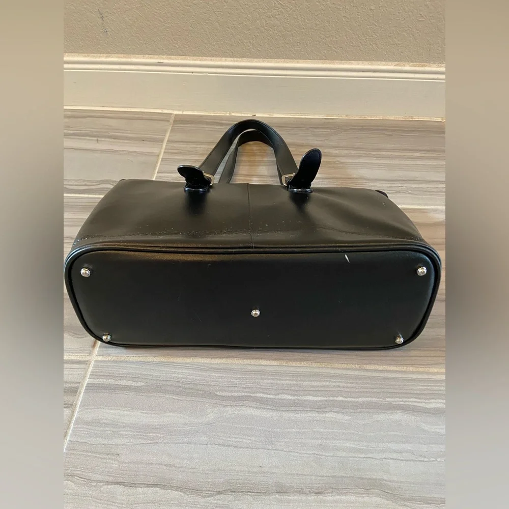 Jack Georges Black Italian Leather Milano Women’s Briefcase Tote Bag